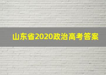 山东省2020政治高考答案