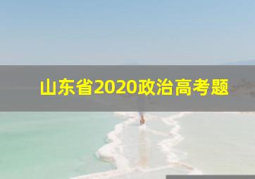 山东省2020政治高考题