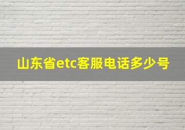 山东省etc客服电话多少号