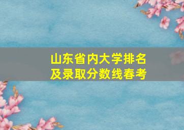 山东省内大学排名及录取分数线春考