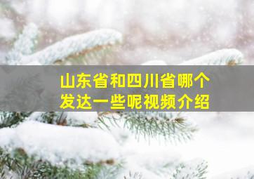 山东省和四川省哪个发达一些呢视频介绍