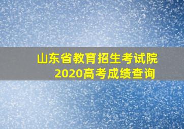 山东省教育招生考试院2020高考成绩查询