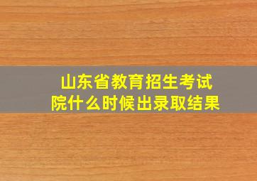 山东省教育招生考试院什么时候出录取结果