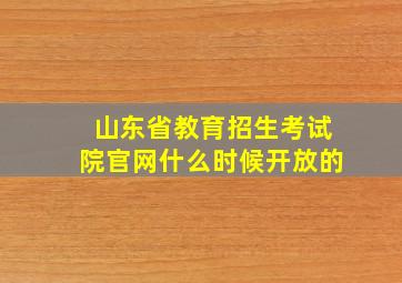 山东省教育招生考试院官网什么时候开放的