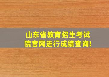 山东省教育招生考试院官网进行成绩查询!