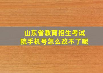 山东省教育招生考试院手机号怎么改不了呢