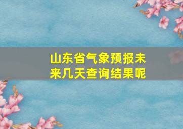 山东省气象预报未来几天查询结果呢