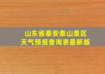 山东省泰安泰山景区天气预报查询表最新版