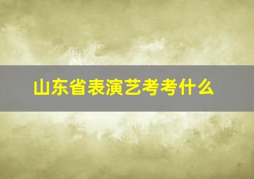 山东省表演艺考考什么