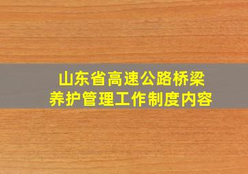 山东省高速公路桥梁养护管理工作制度内容