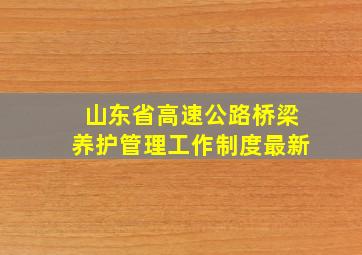 山东省高速公路桥梁养护管理工作制度最新