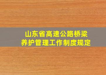 山东省高速公路桥梁养护管理工作制度规定