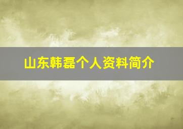 山东韩磊个人资料简介