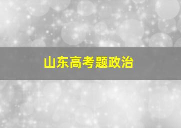 山东高考题政治