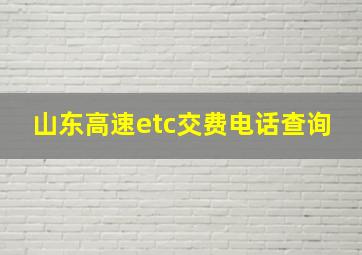 山东高速etc交费电话查询