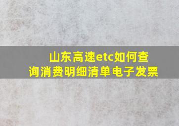 山东高速etc如何查询消费明细清单电子发票