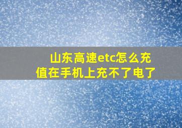 山东高速etc怎么充值在手机上充不了电了