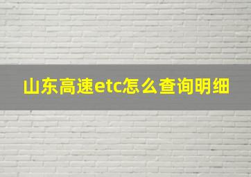 山东高速etc怎么查询明细