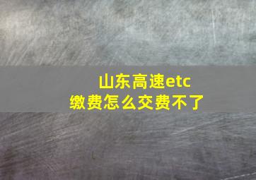 山东高速etc缴费怎么交费不了