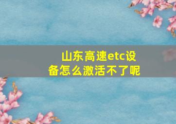 山东高速etc设备怎么激活不了呢