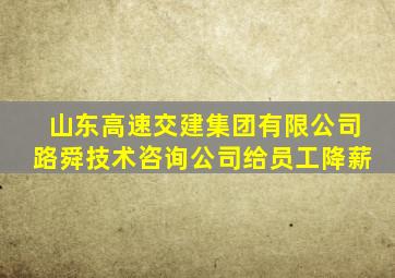 山东高速交建集团有限公司路舜技术咨询公司给员工降薪