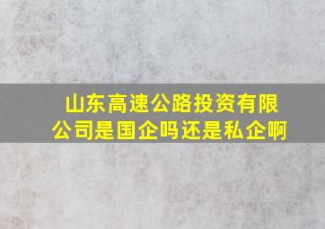 山东高速公路投资有限公司是国企吗还是私企啊