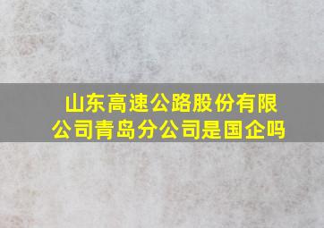 山东高速公路股份有限公司青岛分公司是国企吗