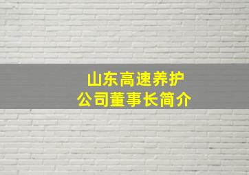 山东高速养护公司董事长简介