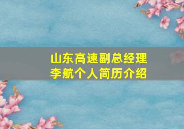 山东高速副总经理李航个人简历介绍