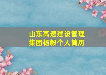 山东高速建设管理集团杨毅个人简历