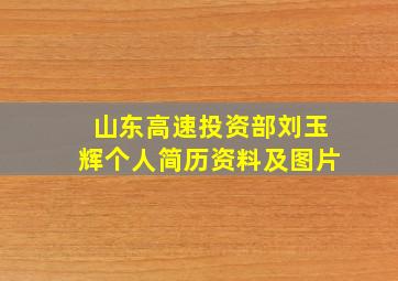 山东高速投资部刘玉辉个人简历资料及图片