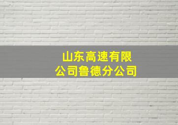 山东高速有限公司鲁德分公司