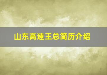 山东高速王总简历介绍