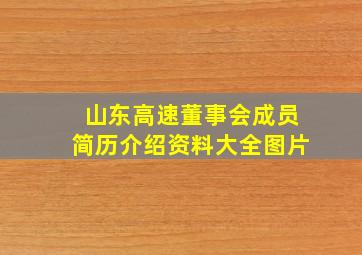 山东高速董事会成员简历介绍资料大全图片