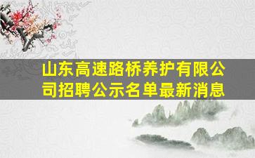 山东高速路桥养护有限公司招聘公示名单最新消息