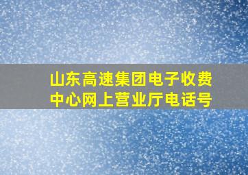 山东高速集团电子收费中心网上营业厅电话号