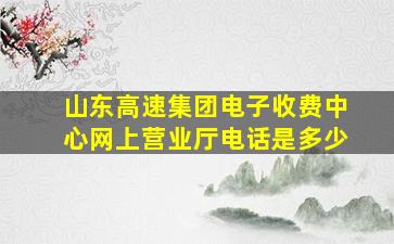 山东高速集团电子收费中心网上营业厅电话是多少