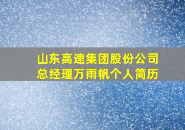 山东高速集团股份公司总经理万雨帆个人简历