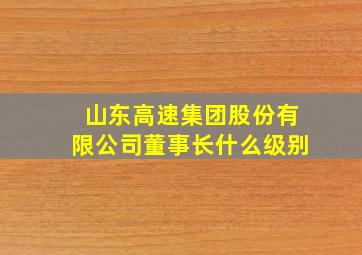 山东高速集团股份有限公司董事长什么级别