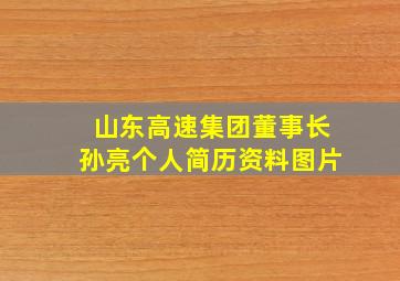 山东高速集团董事长孙亮个人简历资料图片