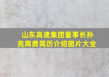 山东高速集团董事长孙亮周勇简历介绍图片大全