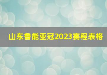 山东鲁能亚冠2023赛程表格