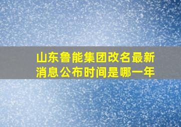 山东鲁能集团改名最新消息公布时间是哪一年