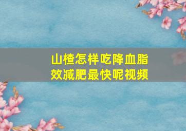 山楂怎样吃降血脂效减肥最快呢视频