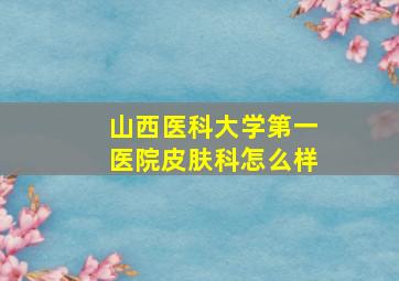 山西医科大学第一医院皮肤科怎么样