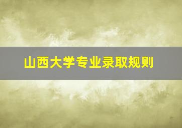 山西大学专业录取规则