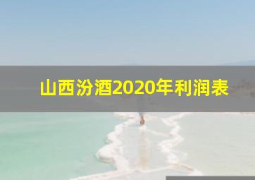 山西汾酒2020年利润表