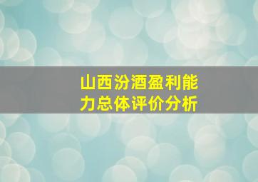 山西汾酒盈利能力总体评价分析