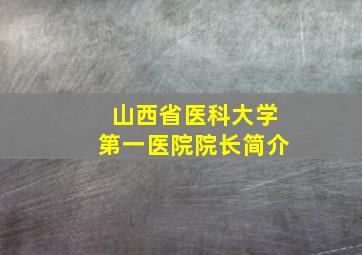 山西省医科大学第一医院院长简介