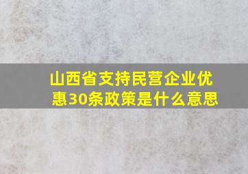 山西省支持民营企业优惠30条政策是什么意思